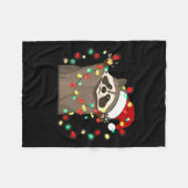 Funny Santa Racoon Overstimulated But Festive Xmas Fleece Deken (Voorkant (Horizontaal))
