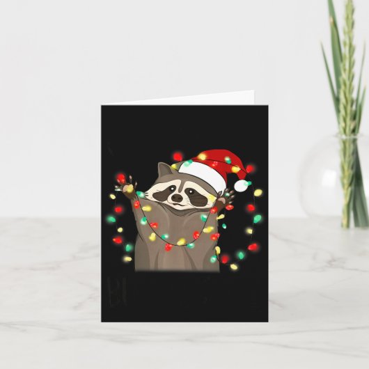 Funny Santa Racoon Overstimulated But Festive Xmas Kaart (Voorkant)