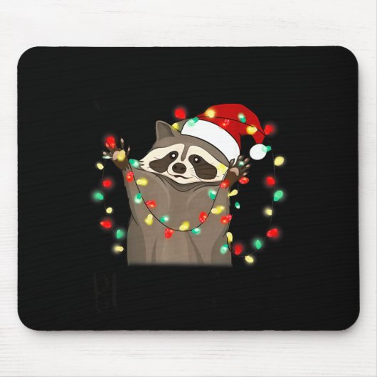 Funny Santa Racoon Overstimulated But Festive Xmas Muismat (Voorkant)