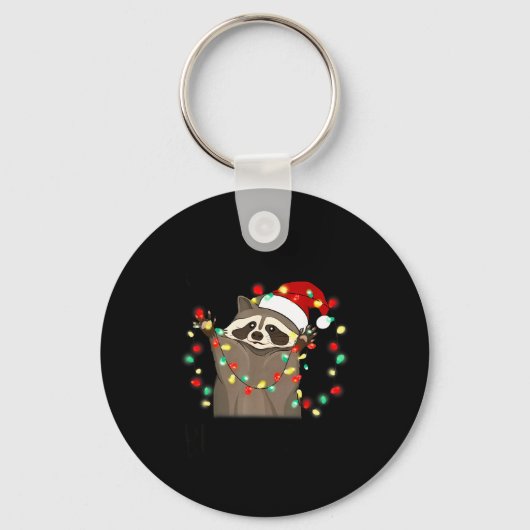 Funny Santa Racoon Overstimulated But Festive Xmas Sleutelhanger (Voorkant)