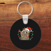 Funny Santa Racoon Overstimulated But Festive Xmas Sleutelhanger (Voorkant)