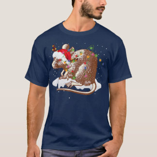 Funny Santa Rat Animal kerstlampjes Lover Chri T-shirt