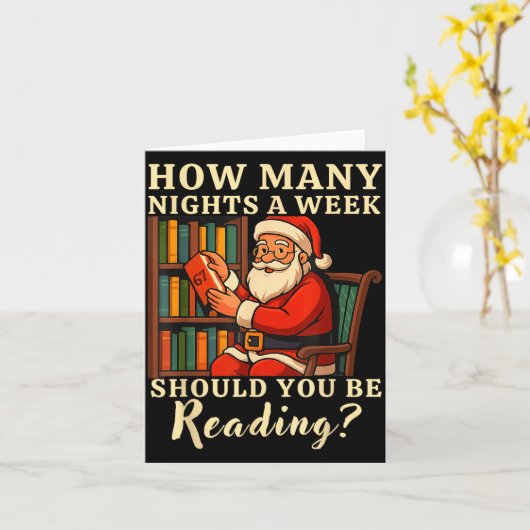 Funny Santa Reading 67 Meme Tee Christmas Teacher  Kaart (Gele Bloem)