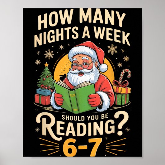 Funny Santa Reading 67 Meme Tee Christmas Teacher  Poster (Voorkant)