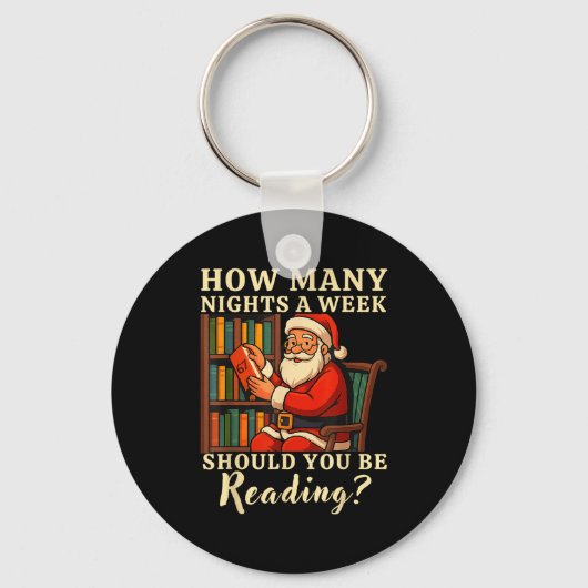 Funny Santa Reading 67 Meme Tee Christmas Teacher Sleutelhanger (Voorkant)