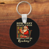 Funny Santa Reading 67 Meme Tee Christmas Teacher Sleutelhanger (Voorkant)