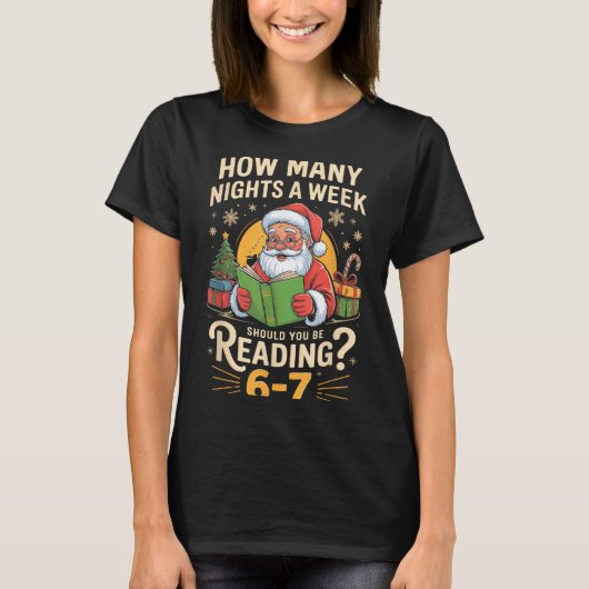 Funny Santa Reading 67 Meme Tee Christmas Teacher  T-shirt (Voorkant)