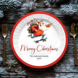 Funny Santa Red Green Holiday Dinner Plates Papieren Bordje