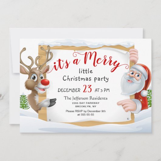 Funny Santa Reindeer Merry Little Kerstparty Kaart (Voorkant)