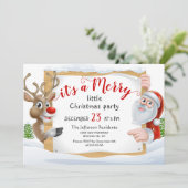 Funny Santa Reindeer Merry Little Kerstparty Kaart (Staand voorkant)