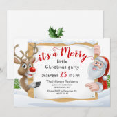 Funny Santa Reindeer Merry Little Kerstparty Kaart (Voorkant / Achterkant)