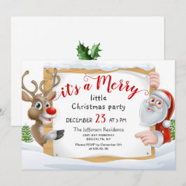 Funny Santa Reindeer Merry Little Kerstparty Kaart