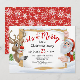Funny Santa Reindeer Merry Little Kerstparty Kaart