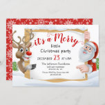 Funny Santa Reindeer Merry Little Kerstparty Kaart<br><div class="desc">Grappig kerstfeest voor de kerstman.</div>