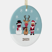 Funny Santa Reindeer Snowman Mask Keramisch Ornament (Rechts)