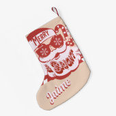 Funny Santa Retro Red Roze Kerstmis Kleine Kerstsok (Achterkant (Hangend))