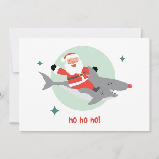 Funny Santa Riding A Shark (Voorkant)