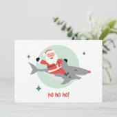 Funny Santa Riding A Shark (Staand voorkant)