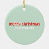 Funny Santa Riding a Shark Name Ceramic Ornament (Achterkant)