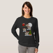 Funny Santa Riding Bichon Frise Moon Kerstmis Lig T-shirt (Voorkant volledig)
