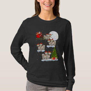 Funny Santa Riding Bichon Frise Moon Kerstmis Lig T-shirt