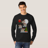 Funny Santa Riding Bichon Frise Moon Kerstmis Lig T-shirt (Voorkant volledig)