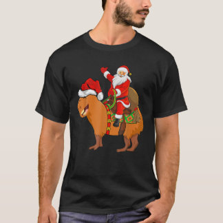 Funny Santa Riding Capybara KerstPajama Match T-shirt