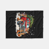 Funny Santa Riding Christmas Tree Truck Fox Christ Fleece Deken (Voorkant (Horizontaal))