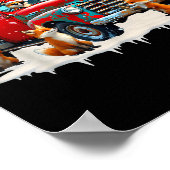 Funny Santa Riding Christmas Tree Truck Fox Christ Poster (Hoek)