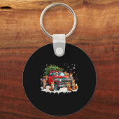 Funny Santa Riding Christmas Tree Truck Fox Christ Sleutelhanger (Voorkant)