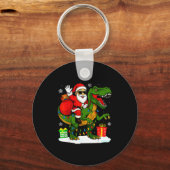 Funny Santa Riding Dinosaur T Rex Christmas Santa Sleutelhanger (Voorkant)