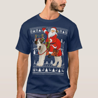 Funny Santa Riding for Terrier Dog Ugly Kerstmis T-shirt