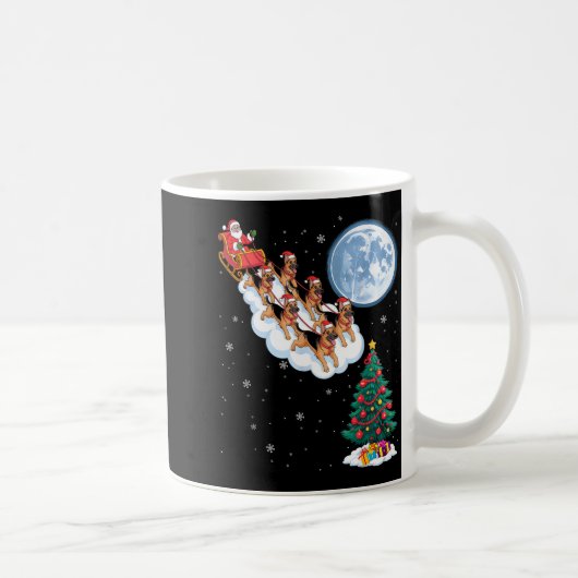 Funny Santa Riding German Shepherd Dog Tree Christ Koffiemok (Rechts)