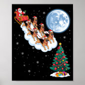 Funny Santa Riding German Shepherd Dog Tree Christ Poster (Voorkant)