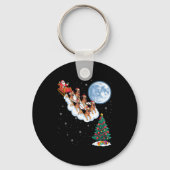 Funny Santa Riding German Shepherd Dog Tree Christ Sleutelhanger (Voorkant)