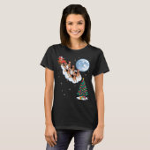 Funny Santa Riding German Shepherd Dog Tree Christ T-shirt (Voorkant volledig)