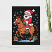 Funny Santa Riding Horse Equestrian Christmas Xmas Kaart (Voorkant)