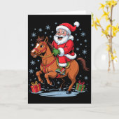 Funny Santa Riding Horse Equestrian Christmas Xmas Kaart (Gele Bloem)