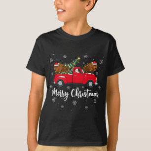 Funny Santa Riding kerstboom Truck Bison Chri T-shirt