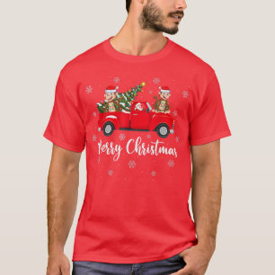 Funny Santa Riding kerstboom Truck Monkey Chr T-shirt