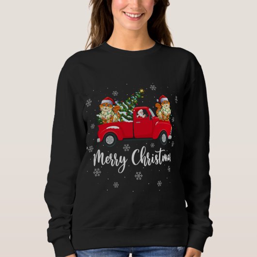 Funny Santa Riding Kerstmis Truck Cat Trui (Voorkant)