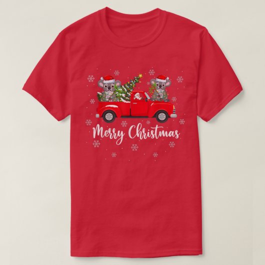 Funny Santa Riding Kerstmis Truck Koala Chri T-shirt (Design voorkant)