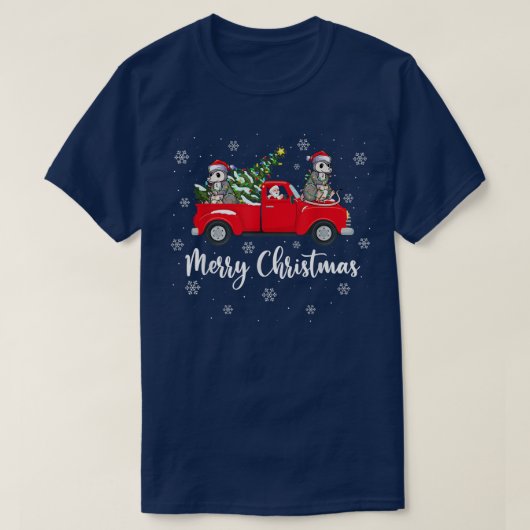 Funny Santa Riding Kerstmis Truck Opossum Ch T-shirt (Design voorkant)