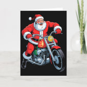 Funny Santa Riding Motorcycle Holiday Christmas Xm Kaart (Voorkant)