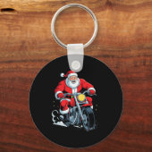 Funny Santa Riding Motorcycle Holiday Christmas Xm Sleutelhanger (Voorkant)