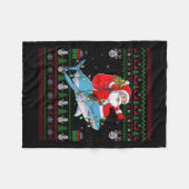 Funny Santa Riding Shark Ugly Christmas Sweaters S Fleece Deken (Voorkant (Horizontaal))