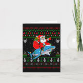 Funny Santa Riding Shark Ugly Christmas Sweaters S Kaart (Voorkant)