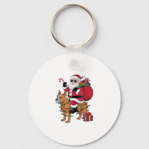 Funny Santa Riding Staffordshire Bull Terrier Dog Sleutelhanger