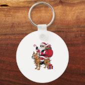 Funny Santa Riding Staffordshire Bull Terrier Dog Sleutelhanger (Voorkant)