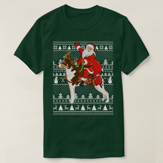 Funny Santa Riding Terrier Dog Ugly Kerstmis T-shirt (Design voorkant)